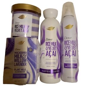 Dove Rice Milk & Velvet Açaí Body Wash + Foam + Soap - White & Purple